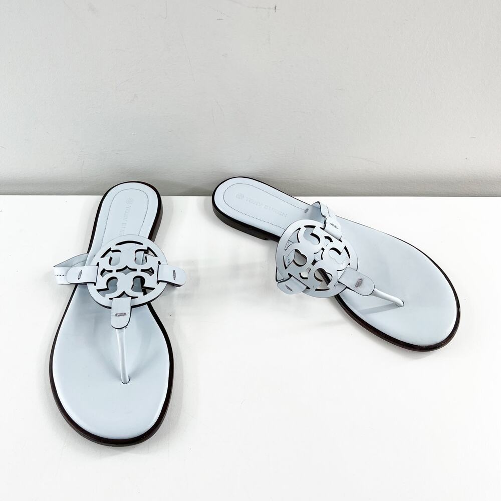 Tory Burch Miller Welt Thong Leather Sandals Pastel Blue 8.5 - Picture 3 of 8